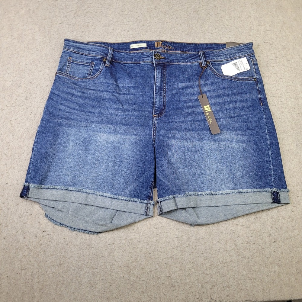 KUT From the Cloth Katy Boyfriend Denim Shorts Womens 24W Blue Stretch Denim NEW